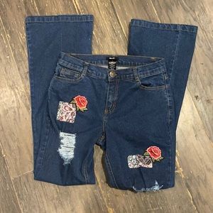 Mark. Wide Leg Embroidered Jeans